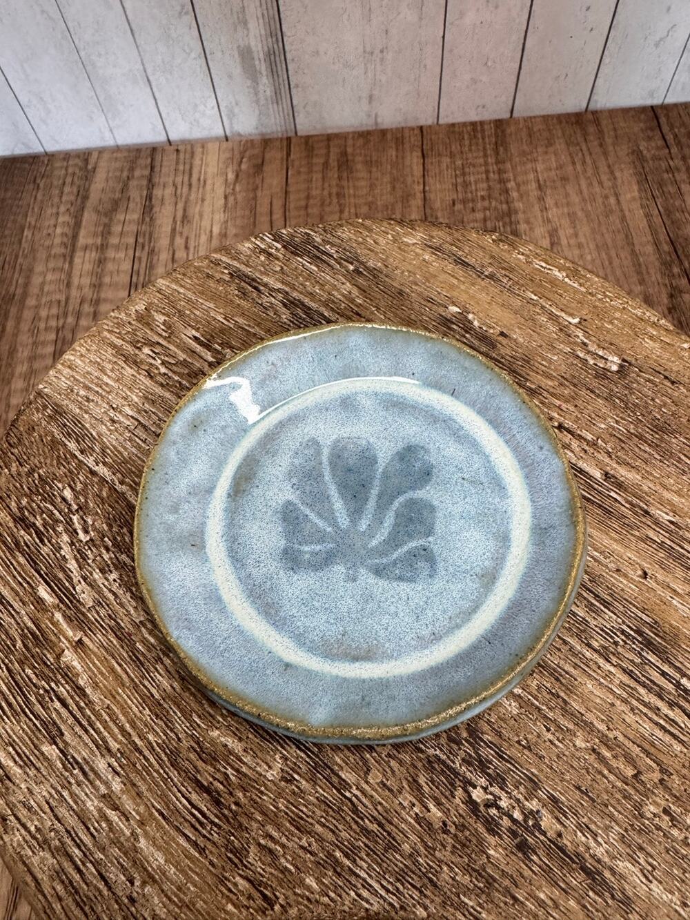 Pottery Trinket Dish Bowl Jewelry Holder Light Blue Sea Blue Gift Her Trinket